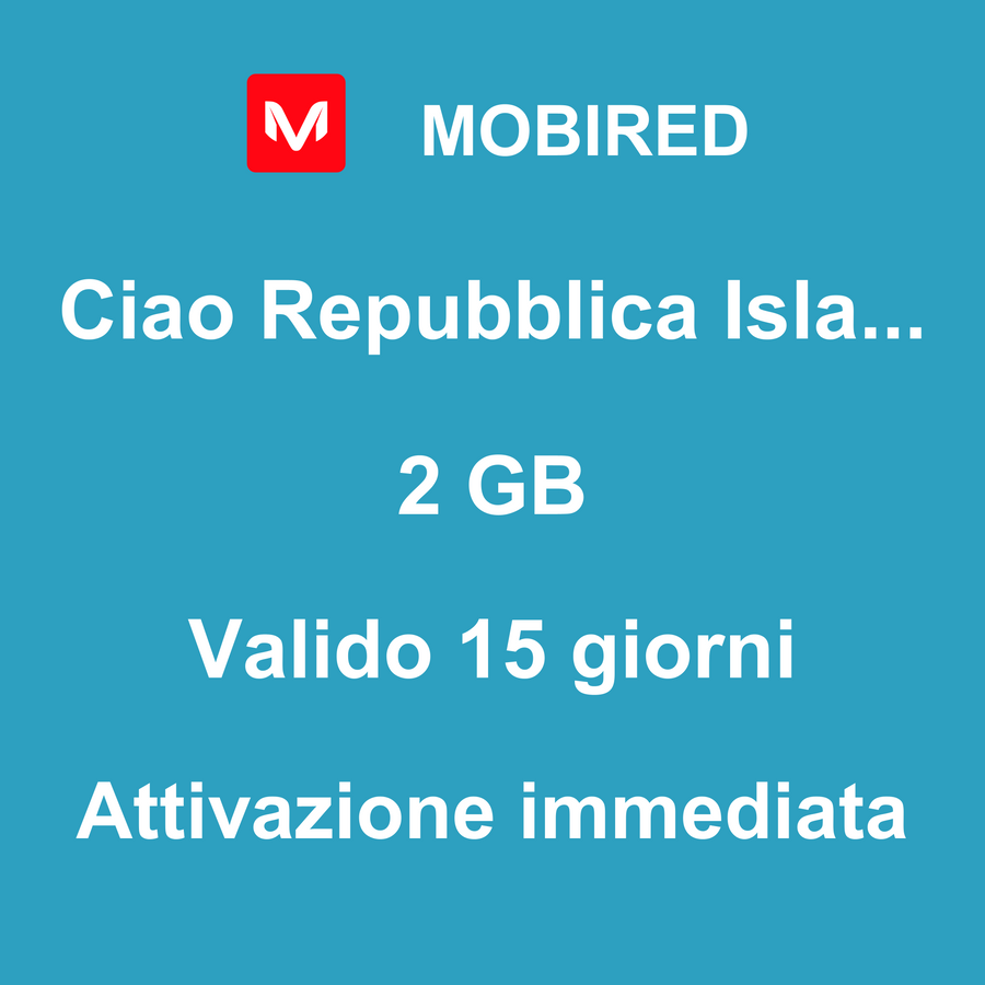 eSIM Repubblica Islamica dell'Iran Internet 2 GB – 15 giorni | Mobired Ciao Repubblica Islamica dell'Iran