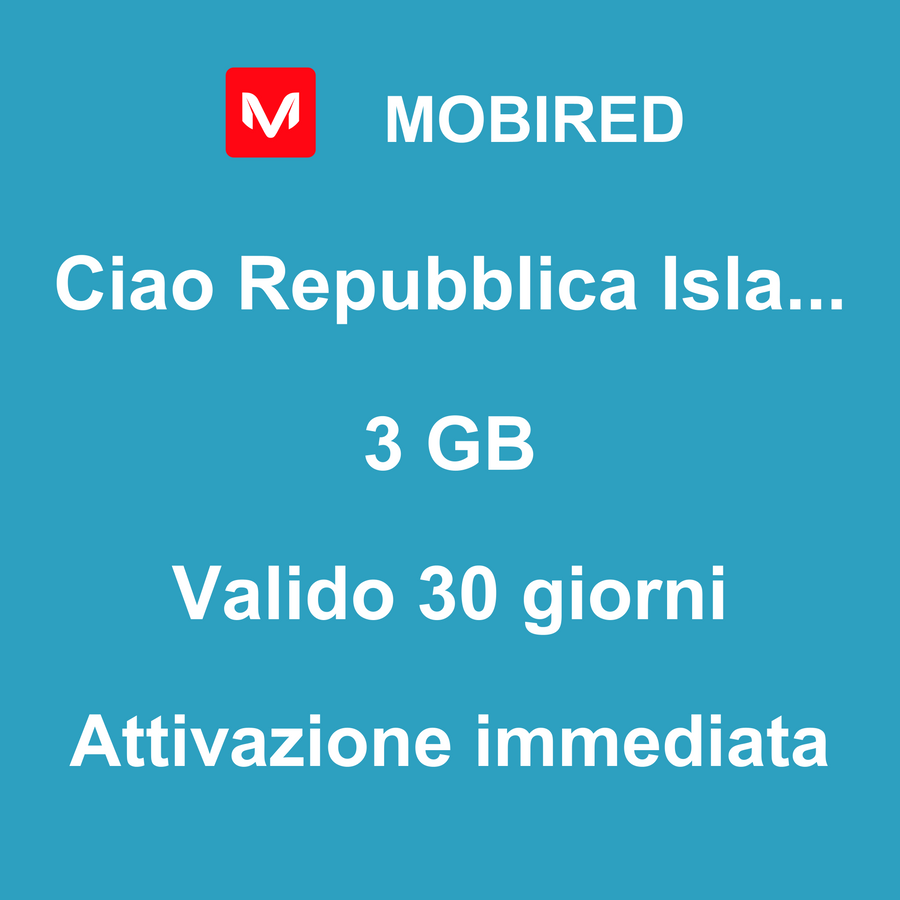 eSIM Repubblica Islamica dell'Iran Internet 3 GB – 30 giorni | Mobired Ciao Repubblica Islamica dell'Iran