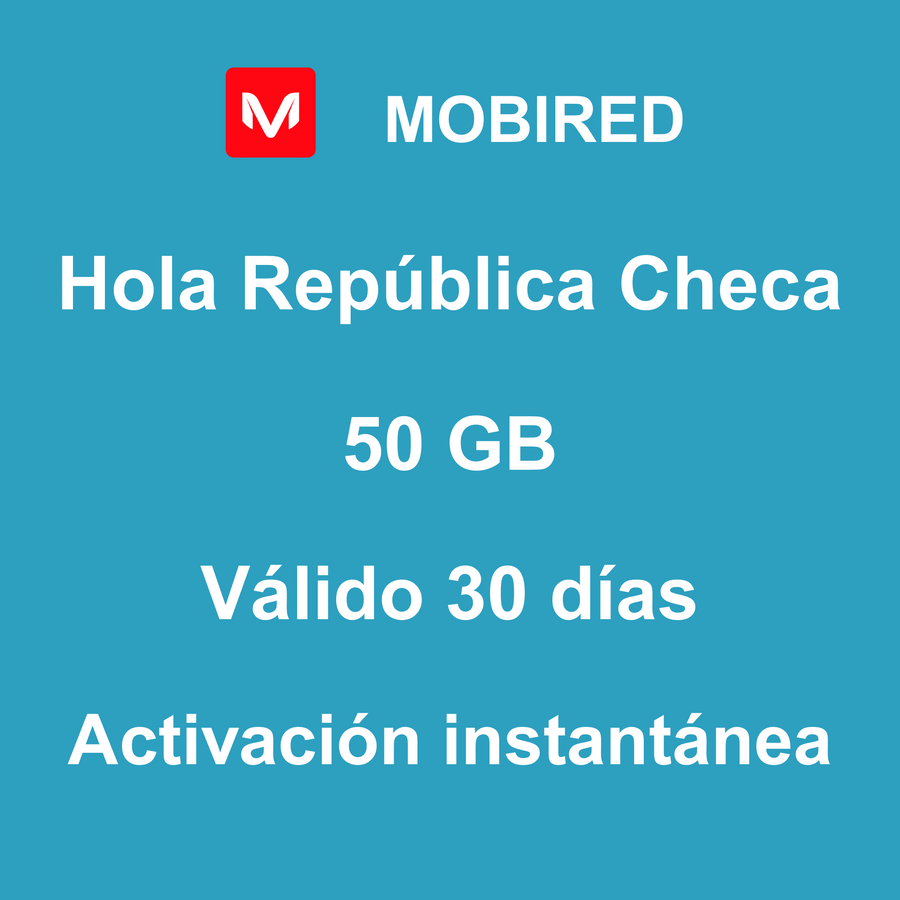 eSIM República Checa Internet 50 GB – 30 días | Mobired Hola República Checa