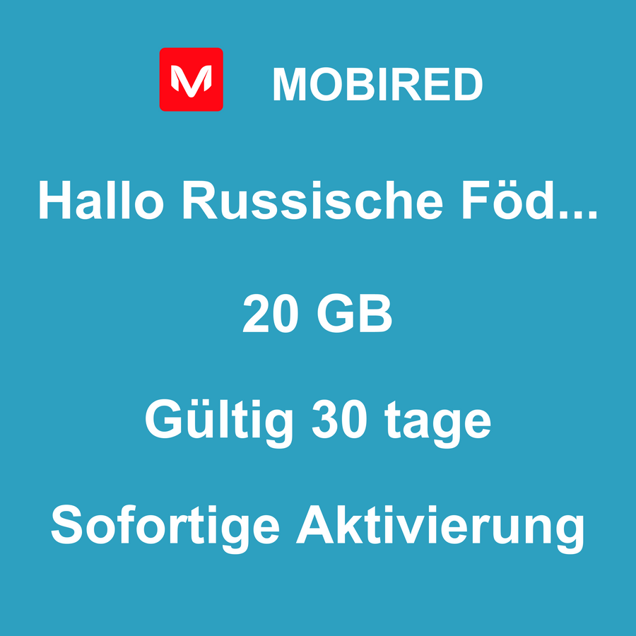 eSIM Russische Föderation Internet 20 GB – 30 tage | Mobired Hallo Russische Föderation