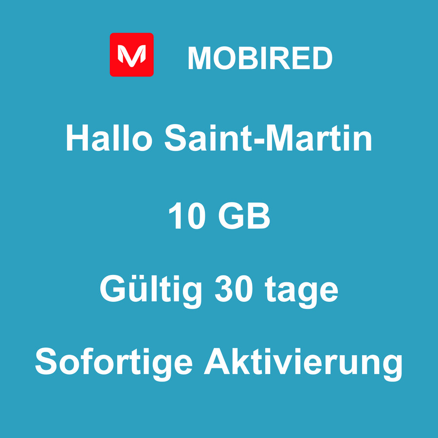 eSIM Saint-Martin Internet 10 GB – 30 tage | Mobired Hallo Saint-Martin