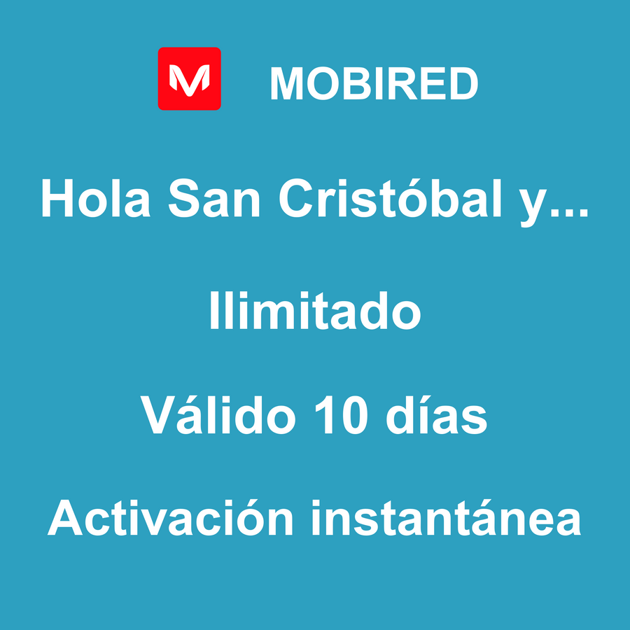 eSIM San Cristóbal y Nieves Internet Ilimitado – 10 días | Mobired Hola San Cristóbal y Nieves