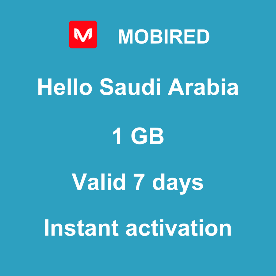 eSIM Saudi Arabia Internet 1 GB – 7 days | Mobired Hello Saudi Arabia