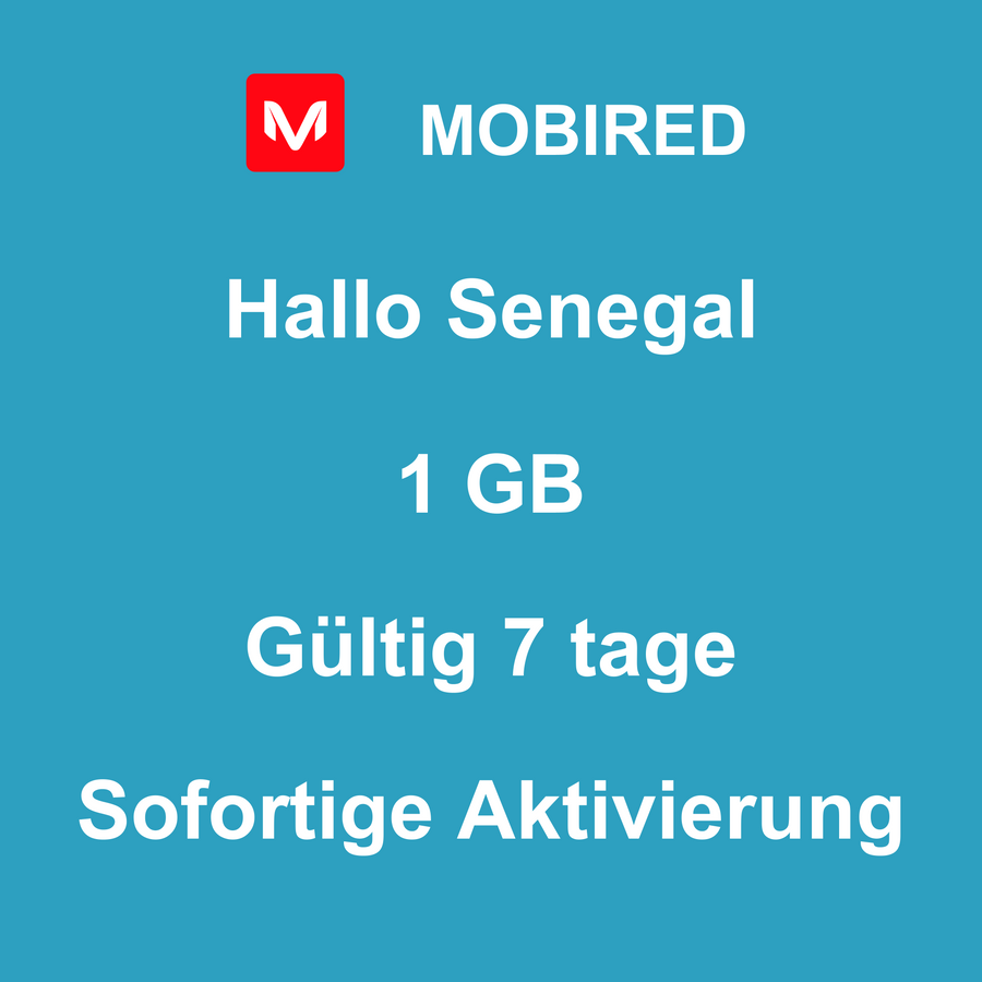 eSIM Senegal Internet 1 GB – 7 tage | Mobired Hallo Senegal