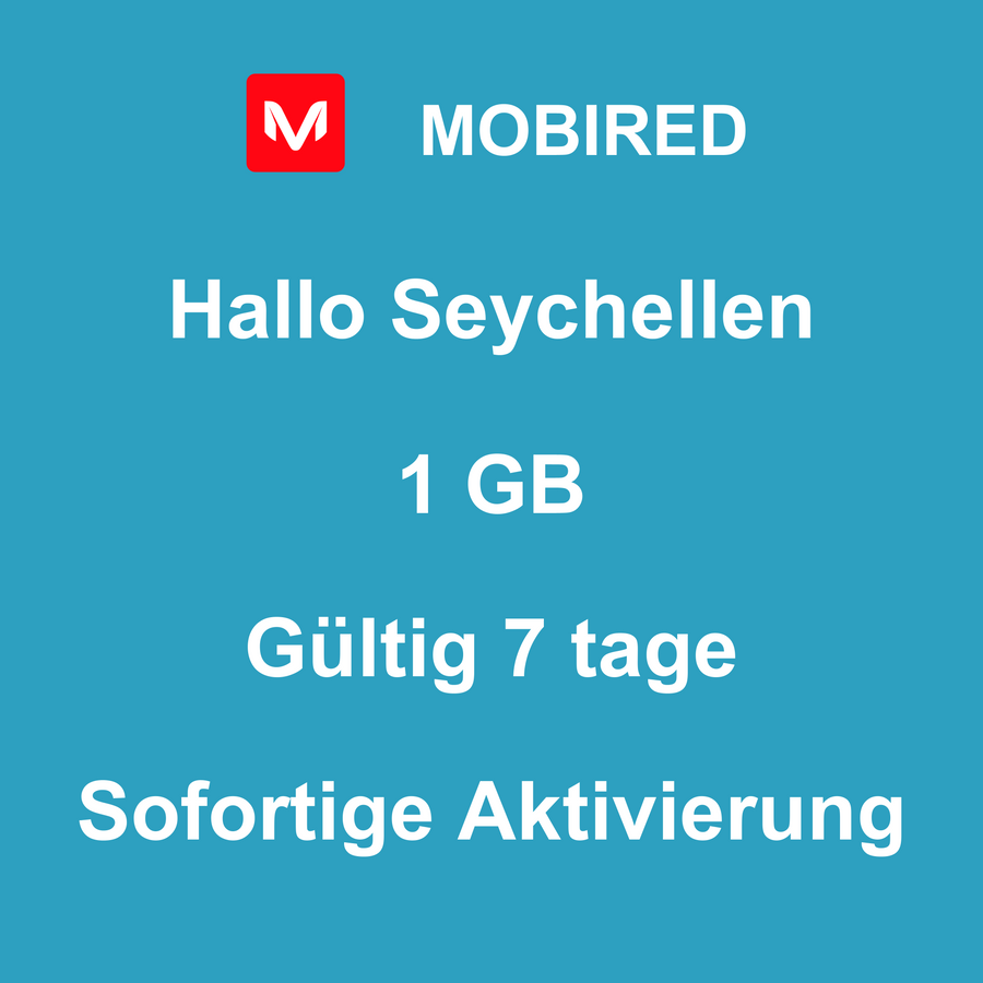 eSIM Seychellen Internet 1 GB – 7 tage | Mobired Hallo Seychellen