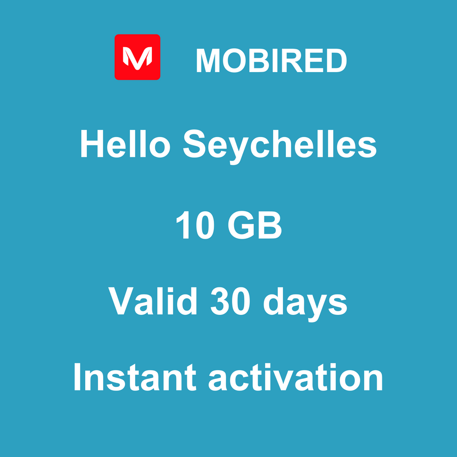 eSIM Seychelles Internet 10 GB – 30 dias | Mobired Olá Seychelles