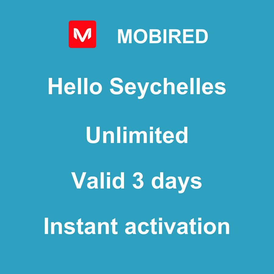 eSIM Seychelles Internet Ilimitado – 3 dias | Mobired Olá Seychelles