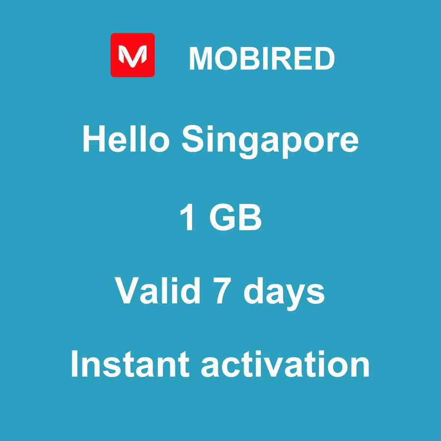 eSIM Singapore Internet 1 GB – 7 days | Mobired Hello Singapore