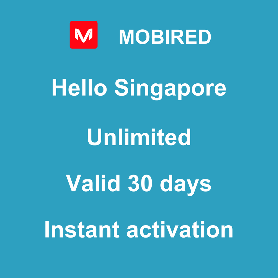 eSIM Singapore Internet unlimited – 30 days | Mobired Hello Singapore