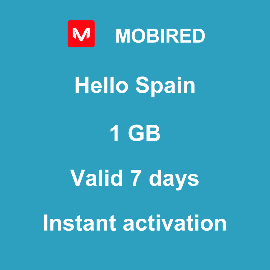 eSIM Espanha Internet 1 GB – 7 dias | Mobired Olá Espanha