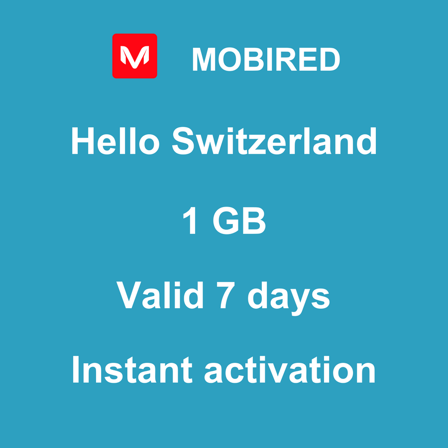 eSIM Switzerland Internet 1 GB – 7 days | Mobired Hello Switzerland