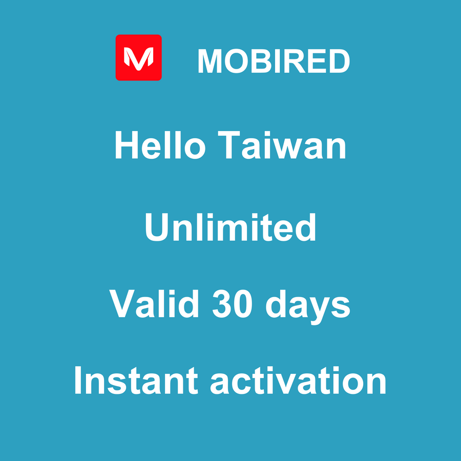 eSIM Taiwan-Province of China Internet unlimited – 30 days | Mobired Hello Taiwan-Province of China
