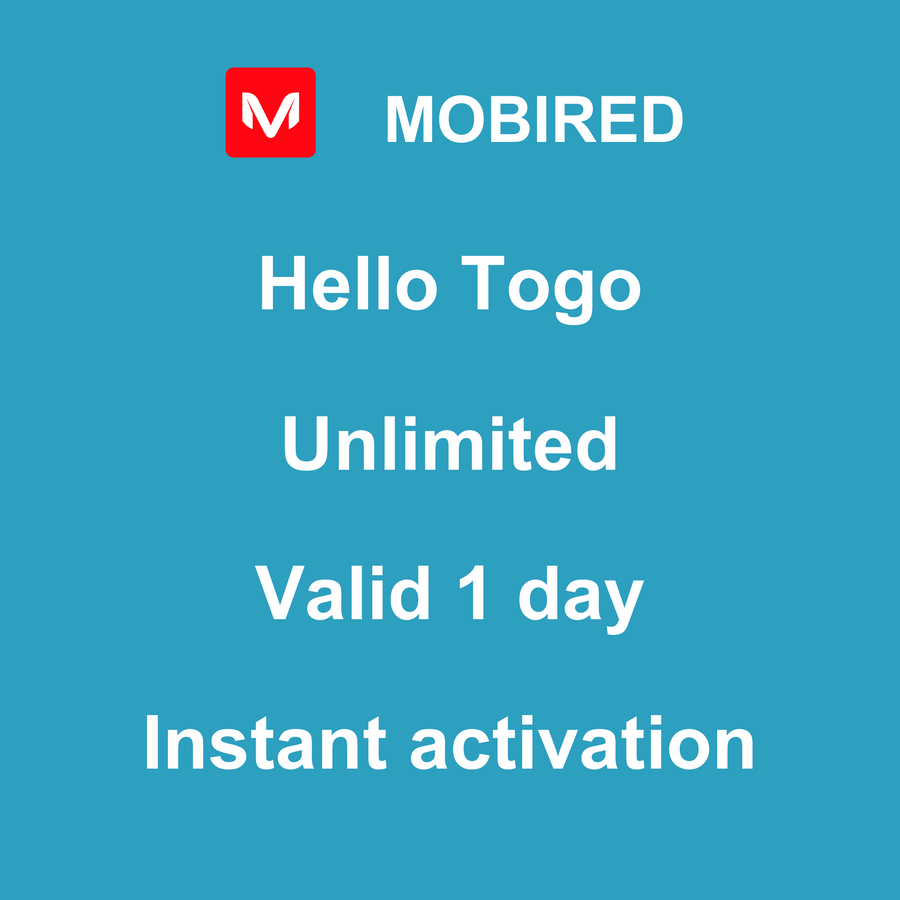 eSIM Togo Internet unlimited – 1 day | Mobired Hello Togo
