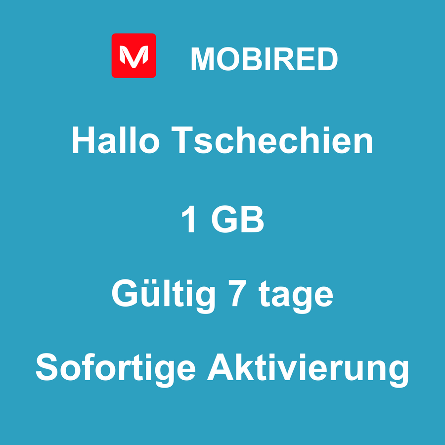 eSIM Tschechien Internet 1 GB – 7 tage | Mobired Hallo Tschechien