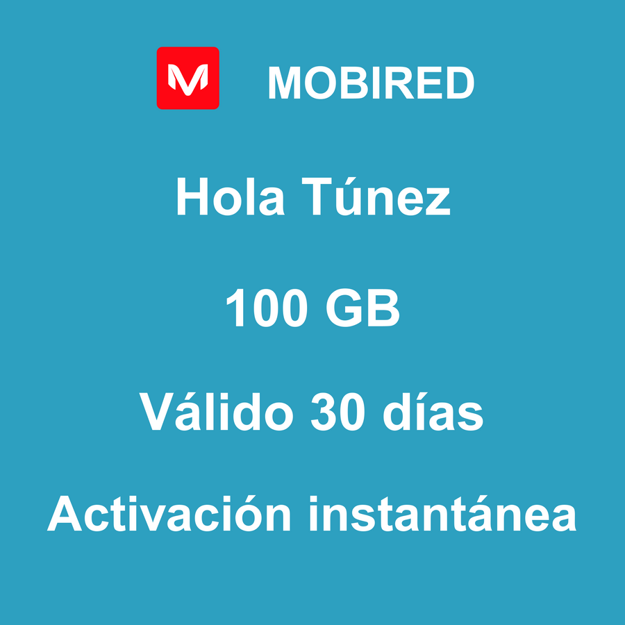 eSIM Túnez Internet 100 GB – 30 días | Mobired Hola Túnez