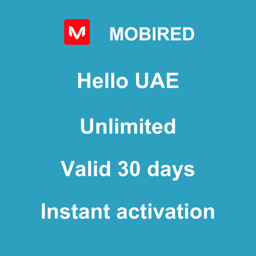 eSIM United Arab Emirates Internet unlimited – 30 days | Mobired Hello United Arab Emirates