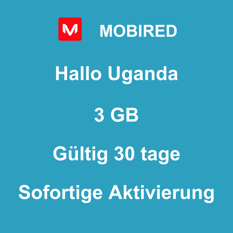 eSIM Uganda Internet 3 GB – 30 tage | Mobired Hallo Uganda