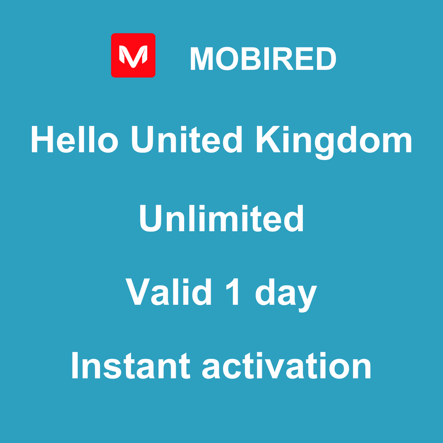 eSIM United Kingdom Internet unlimited – 1 day | Mobired Hello United Kingdom