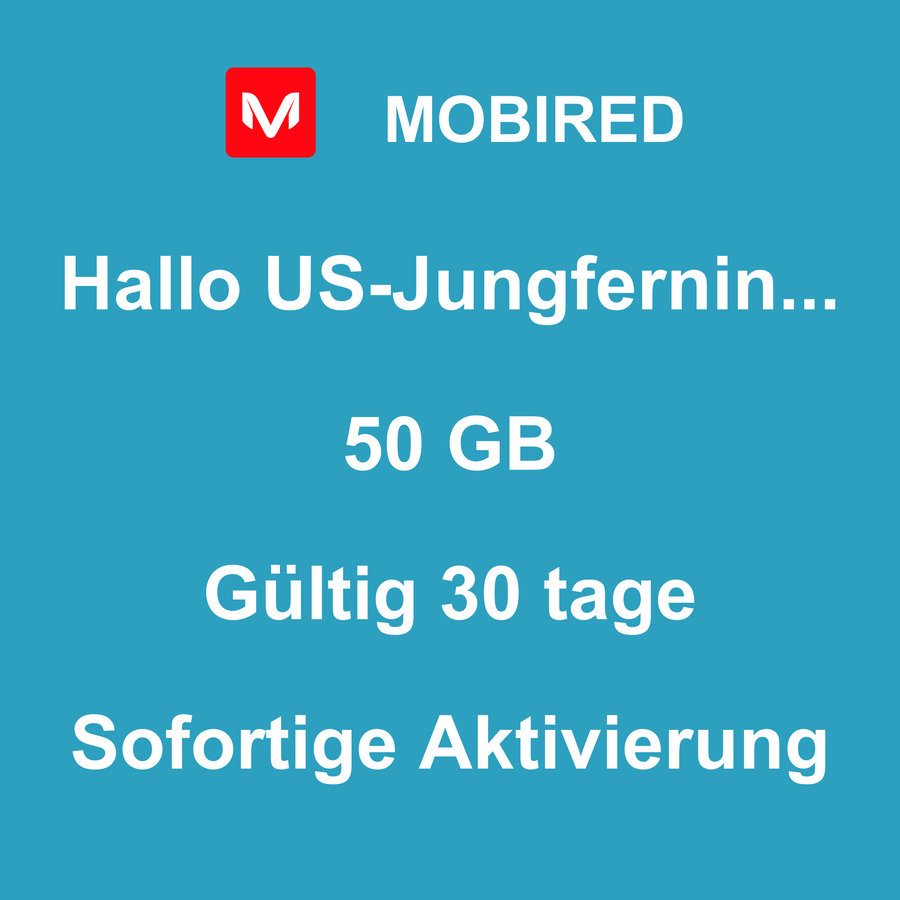 eSIM US-Jungferninseln Internet 50 GB – 30 tage | Mobired Hallo US-Jungferninseln