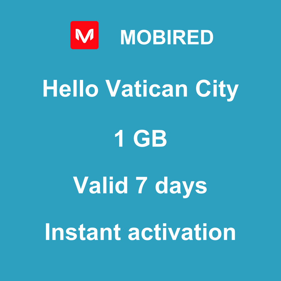 eSIM Vatican City Internet 1 GB – 7 days | Mobired Hello Vatican City