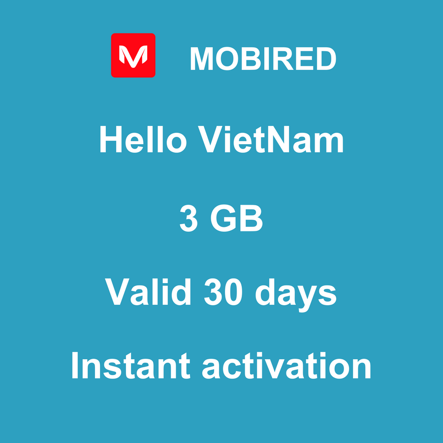 eSIM VietNam Internet 3 GB – 30 days | Mobired Hello VietNam